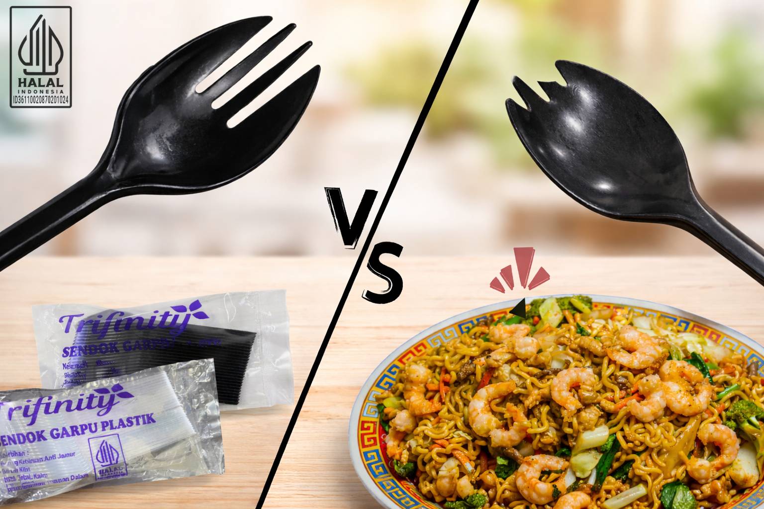 Spork Sendok Garpu Trifinity 2in1 tebal kuat higienis desain besar cagakan panjang nyaman untuk segala menu halal aman freezer harga pabrik langsung kirim dari Tangerang Bandung Medan Surabaya Semarang Sorong