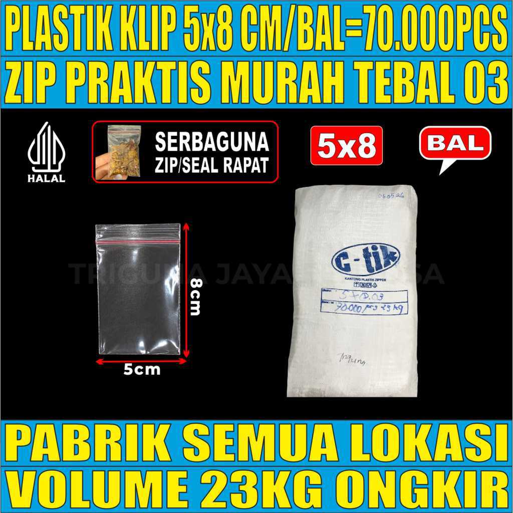 Plastik Klip 5x8 Ziplock Pe Bening Ball 23kg 70000pcs sws