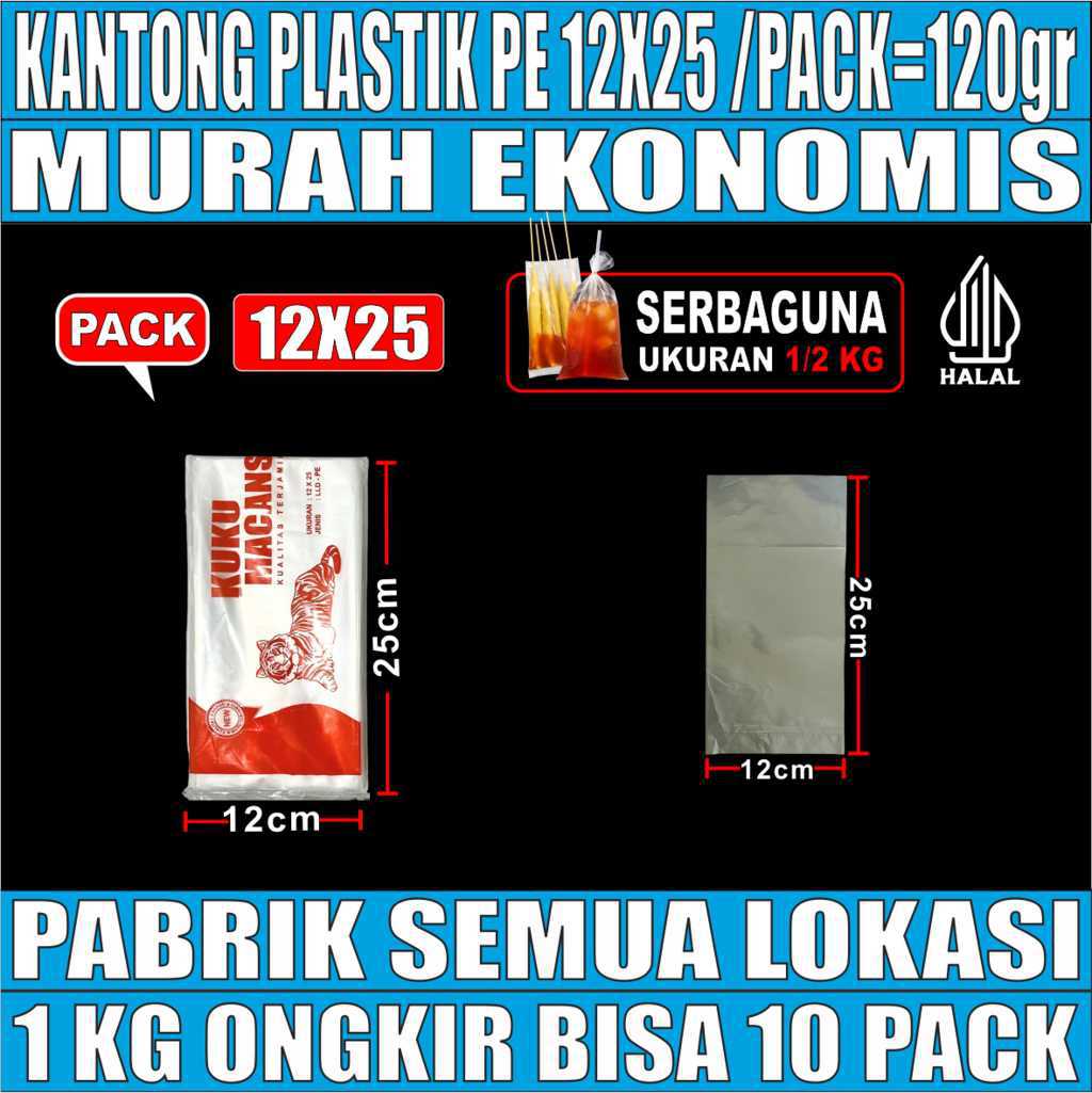 Kantong Plastik PE 12x25 bening PACK