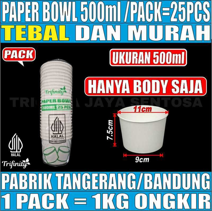 Paper Bowl 500ml Pack 25pcs Trifinity Halal