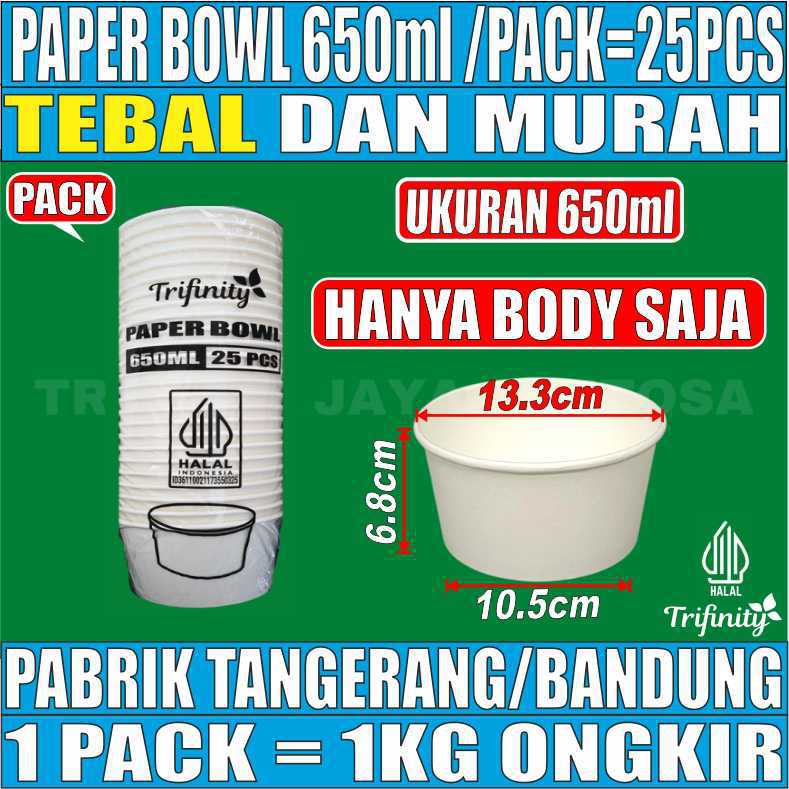 Paper Bowl 650ml Pack 25pcs Trifinity Halal