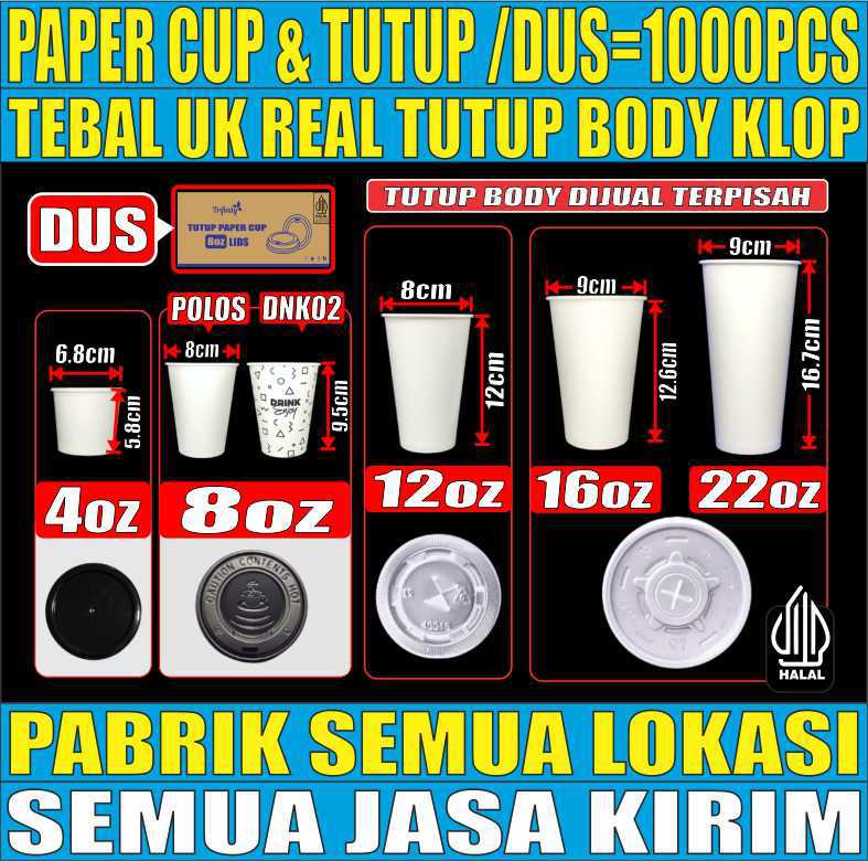 VARIAN Paper Cup Body Tebal 12gr n Tutup Trifinity
