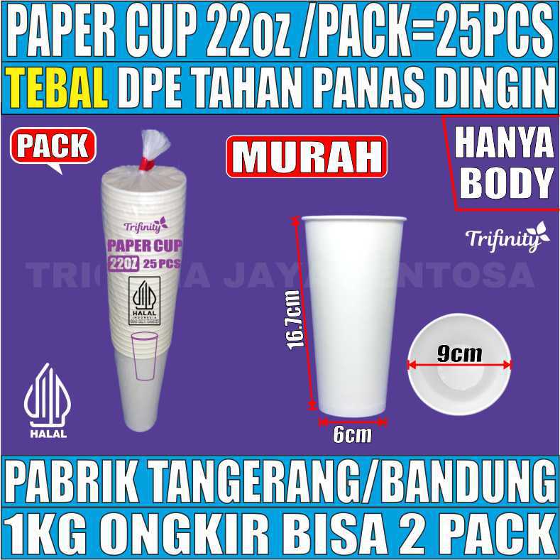 Paper Cup 22oz Pack 25pcs DPE Halal
