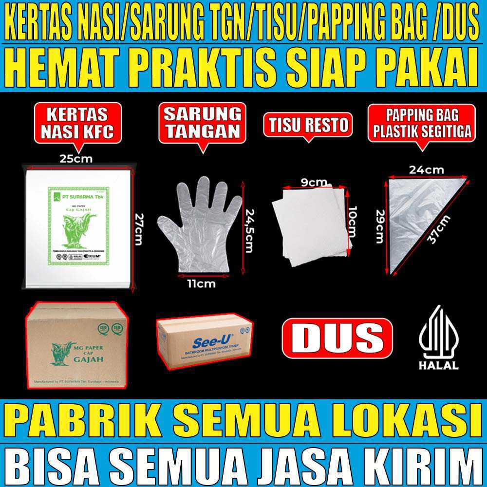VARIAN Kertas Nasi Tisu n Sarung Tangan n Plastik Segitiga