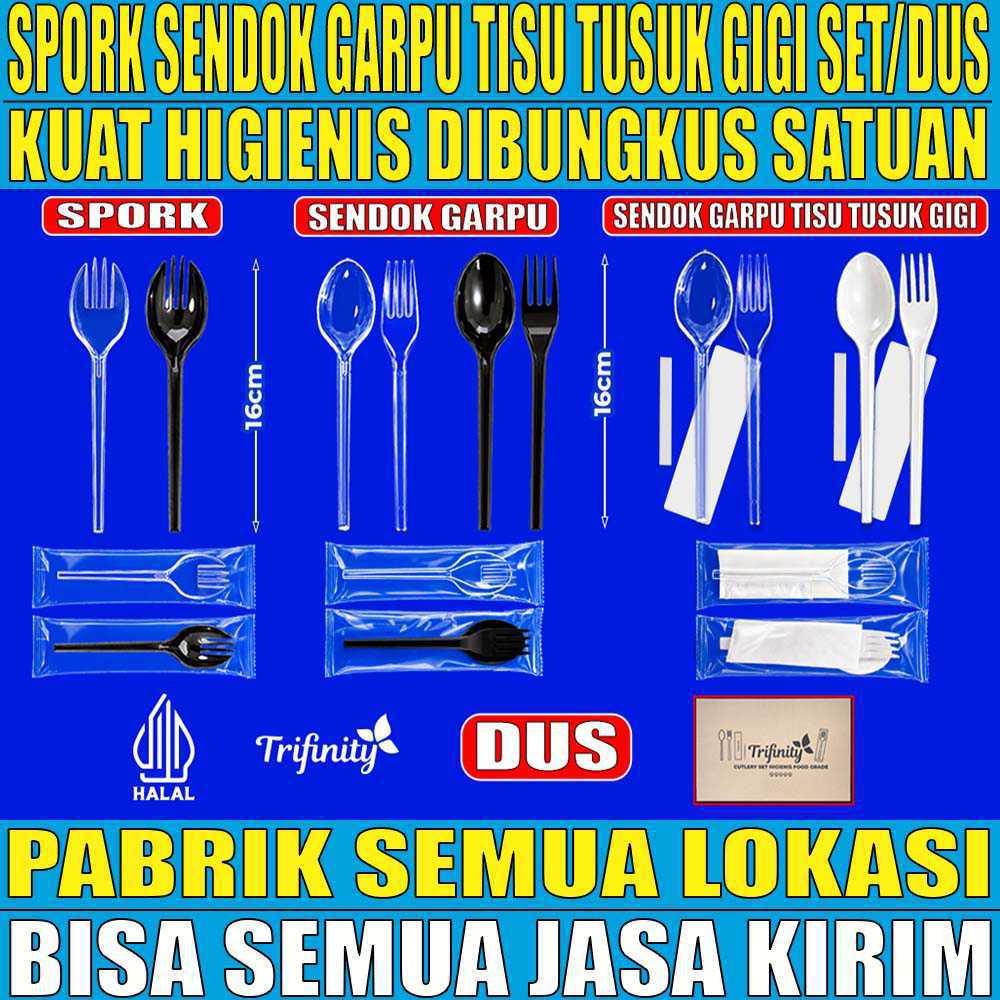VARIAN Spork Sendok Garpu Steril Tebal 7.2gr Trifinity
