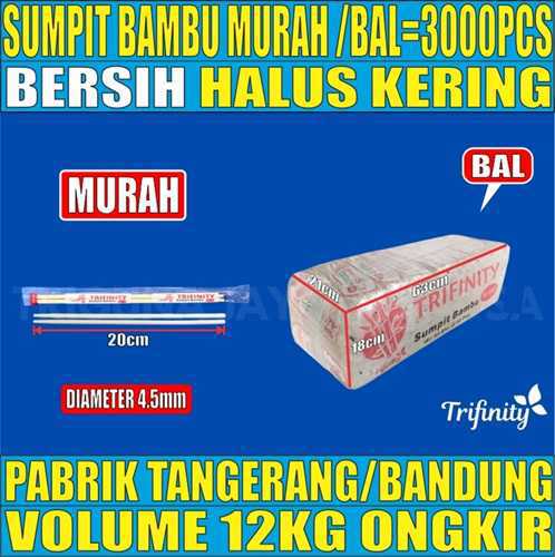 Sumpit Murah Higienis Ball Trifinity Bambu 4,5mm 3000set